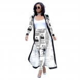 White Long Sleeve Printed Belted Catsuit Dress
