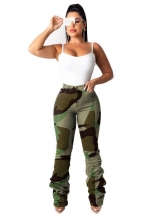 Green Fashion Women Jeans Printed Camouflage Trousers