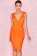 Orange Deep V-Neck Sleeveless Bandage Midi Dress