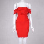 Red Off-Shoulder Tassels Bandage Sexy Mini Dress