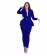 Blue Long Sleeve V-Neck 2PCS Women Fashion Business Suits