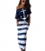 Blue Short Sleeve Striped Naval  Maxi Dress
