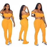 Yellow Halter Low-Cut 2PCS Women Bodycons Sexy Dress