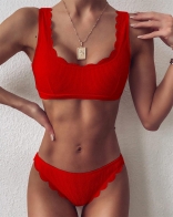 Red Halter Foral Sexy Swimwear