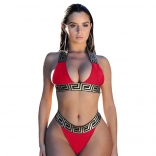 Red Printed Women Sexy Bikini