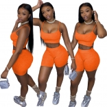 Orange Halter Low-Cut Bodycons Sexy Pant Sets