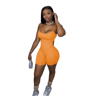 Orange Halter V-Neck Bodycons Sexy Clubwear
