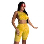 Yellow Sleeveless Boat-Neck Women Sexy Party Dress