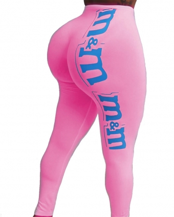 Pink Printed Bodycons Sports Leggings