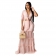 Pink Short Sleeve Printed Chiffion 2PCS Women Maxi Dress