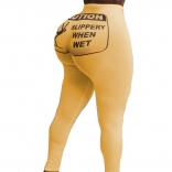 Yellow Bodycons Sexy Printed Pants
