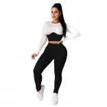 Black Long Sleeve O-Neck Cottons Bodycons Sexy Jumpsuit