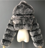 DarkGrey Long Sleeve Fashion Women Short Fur Coat