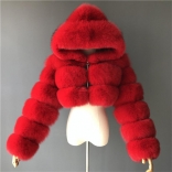 Red Long Sleeve Fashion Women Short Fur Coat