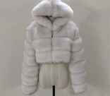 LightGrey Long Sleeve Fashion Women Short Fur Coat