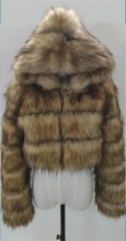 Khaki Long Sleeve Fashion Women Short Fur Coat