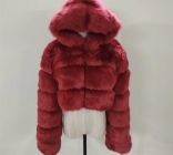 WineRed Long Sleeve Fashion Women Short Fur Coat