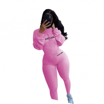 Pink Long Sleeve Bodycons Sexy Women Jumpsuit