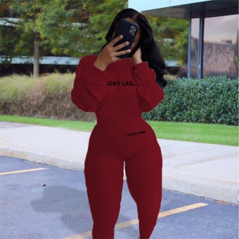 Red Long Sleeve Bodycons Sexy Women Jumpsuit