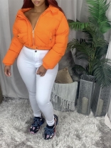 Orange Long Sleeve Zipper Women Fashion Jacket