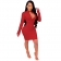 Red Long Sleeve V-Neck Bodycons Mini Dress