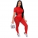 Red Short Sleeve Hollow-out Sexy Bandage Jumpsuit