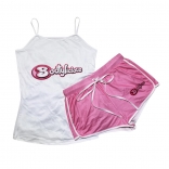 Pink Halter V-Neck Printed Women 2PCS Short Sets