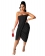 Black Off-Shoulder Sleeveless Women Fashion Midi Dress