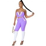 Purple V-Neck Off-Shoulder 2PCS Bandage Sexy Jumpsuit