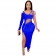 Blue One-Sleeve Halter V-Neck Women Sexy Midi Dress