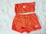 Orange Off-Shoulder Printed Fashion Sports Short Sets