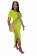 Green Short Sleeve Hollow-out Bandage Midi Dress