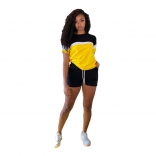 Yellow Short Sleeve Women Fashion Short Set