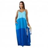 Blue Sleeveless Women Fashion Long Maxi Dress