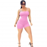 Pink Halter Boat-neck Sleeveless Party Sexy Romper