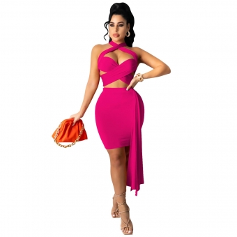 RoseRed Sleeveless Hollow-out Bandage Sexy Mini Dress