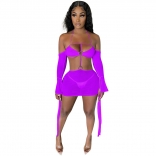 Purple Mesh Sexy Women Clubwear
