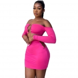 RoseRed Long Sleeve Off-Shoulder Steal Sexy Women Mini Dress