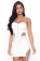 White Sleeveless Off-Shoulder Zipper 2PCS Rainstones Sexy Mini Dress