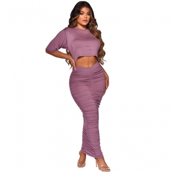 Purple Seven Sleeve Women Bodycons Sexy Midi Dress