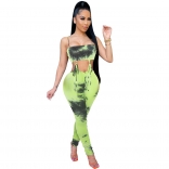 Green Sleeveless Boat-Neck Printed Women Sexy Jumpsuit