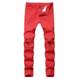Red Men's Fashion Jeans Trousers