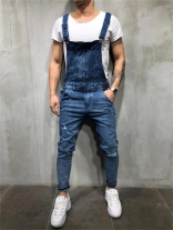 Blue Halter Jeans Men's Fashion Overalls