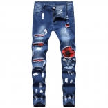 Blue Men's Fashion Jeans Hole Trousers