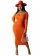 Orange Long Sleeve V-Neck Cotton Women Fashion Dress