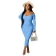 Blue Long Sleeve V-Neck Cotton Women Fashion Dress