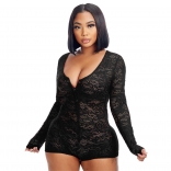 Black Lace Sexy Women Night Chemise Lingerie