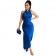 Blue Sleeveless Halter Sexy Women Maxi Club Dress
