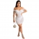 White Low-Cut Off-Shoulder Mesh Rhinestone Sexy Mini Dress
