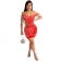 Red Low-Cut Off-Shoulder Mesh Rhinestone Sexy Mini Dress